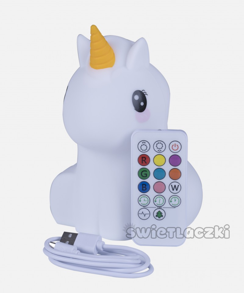 Lampka silikonowa Jednorożec MesMed MM019 z ładowarką i pilotem